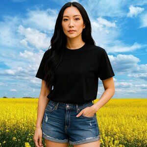 JUST BLACK DENIM SZ 33 Distressed Blue Denim Jean Shorts Made in USA